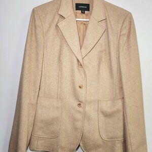 Express Wool, Cashmere Blend, Beige Blazer Size 11/12 – Classic Herringbone NEW
